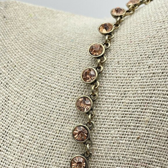 Jeweled Necklace Womens Gold Tone Pink Peach Jewels Lobster Claw Clasp 19 Inch - Picture 3 of 5